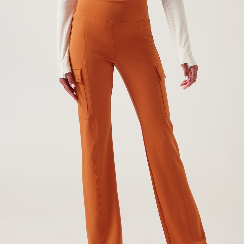 Orange High-Waisted Cargo Straight Delancey Pants